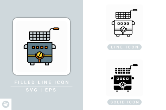 Deep Fryer Icons Set: Design Versatility for Every Creator