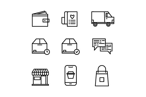 Enhancing Digital Design with a Set of E Commerce Line Thin Icons
