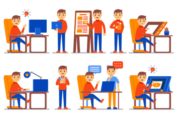 Graphic Designer Characters Vector Set: Creative Possibilities for Every Project
