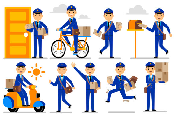 Postman Profession Characters Set: A Versatile Design Asset for Medical and Health-Themed Projects